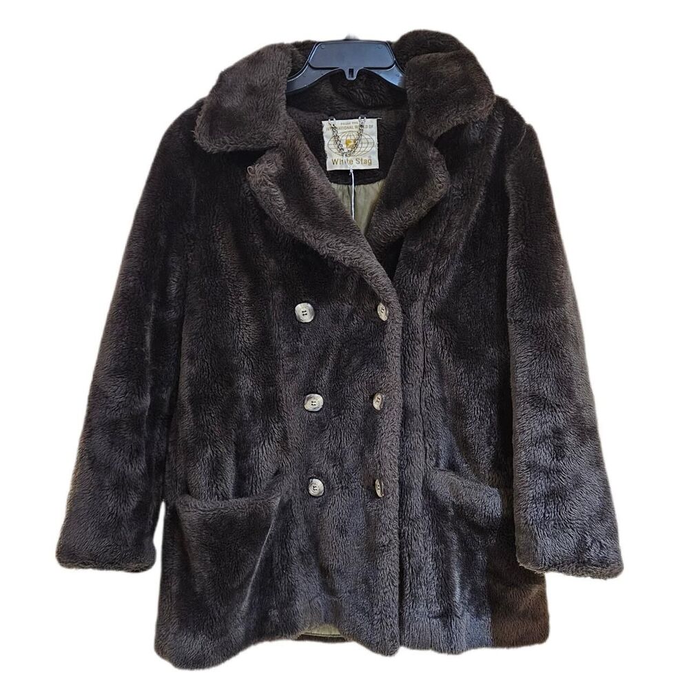 70s boho indie sleaze dark brown teddy coat